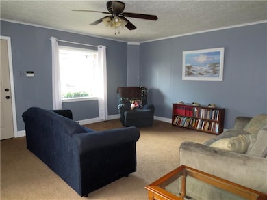 Living room is light & bright with updated paint a
