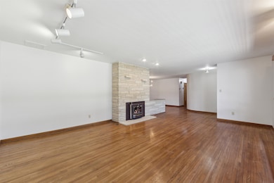Large stone fireplace
