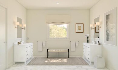 Primary bath with dual vanities