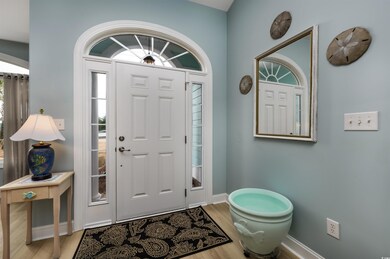Entrance foyer featuring light hardwood / wood-sty