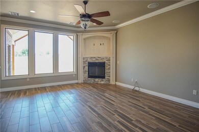 Beautiful fireplace with custom tilework and wood 