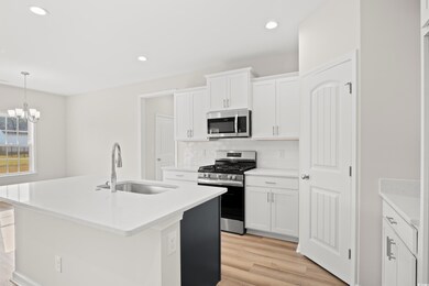 Kitchen with white cabinetry, sink, an island with