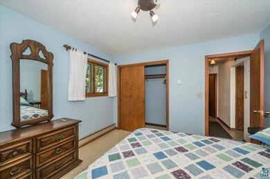 Bedroom featuring a baseboard radiator and a closet