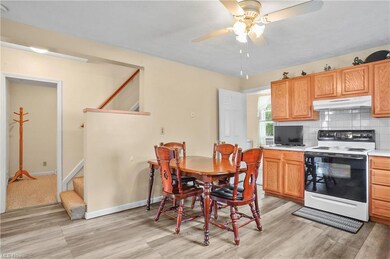 Kitchen featuring backsplash, brown cabinets, whit