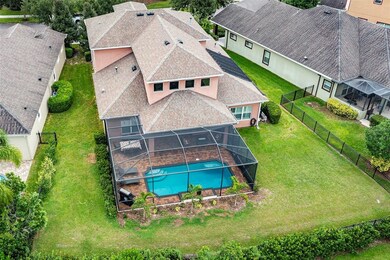 Large rear yard with pool.