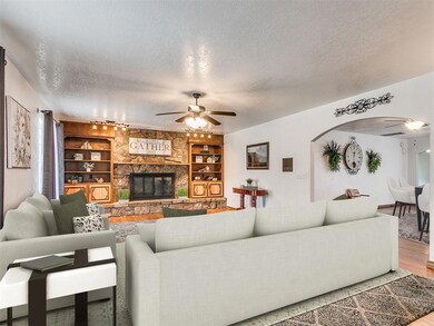 Virtually Staged. 1st Living room with a fireplace
