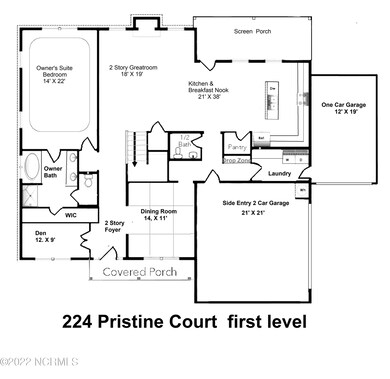 First Floor plan 224 Pristine Court