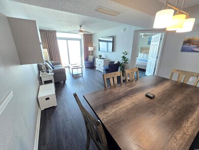 Dining area featuring dark hardwood / wood-style f