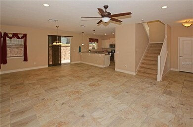 Great room area - travertine tile in this area.