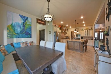 Kitchen view from the large dining area