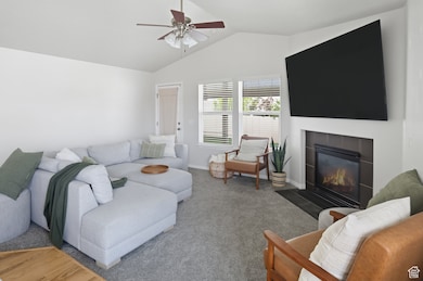 Living Room with Vaulted Ceilings and Gas Fireplace