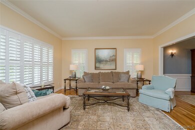 Formal living room with plantation shutters