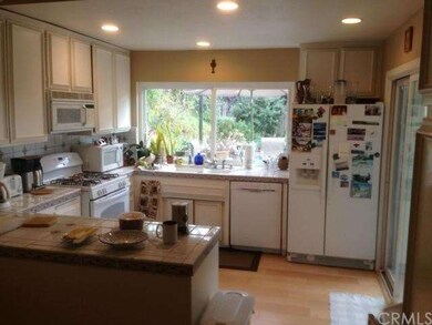 Kitchen with backyard view