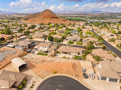 Aerial perspective of suburban area with mountains