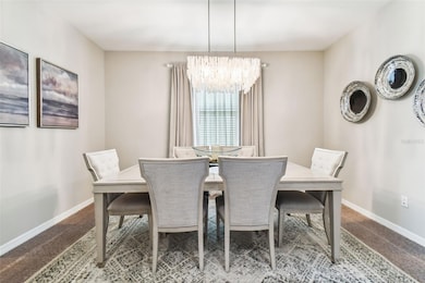 Dining Room with a show stopping chandelier
