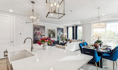 Kitchen overlooking dining area