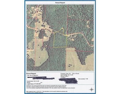 Plat Map. Road runs along the edge of the property