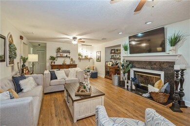 Family room with wood flooring, double side, wood 
