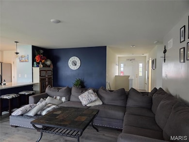 Living room with wood finished floors