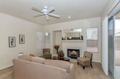 Living Room with Wood Burning Fireplace
