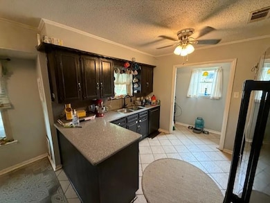 Kitchen featuring dishwasher, a ceiling fan, ligh