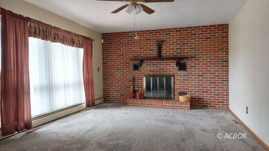 Brick fireplace, newer carpet