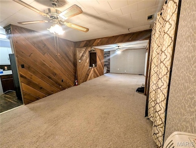 Large living room with accent wall.