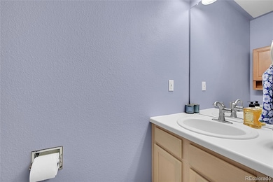 Downstairs bathroom features new fixtures and paint