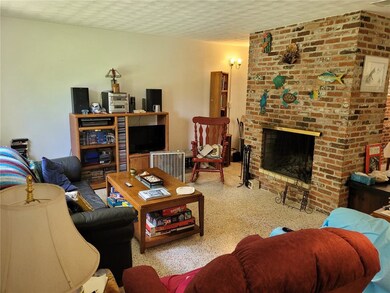 living room and fireplace