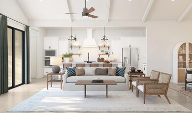 Great room with vaulted ceiling