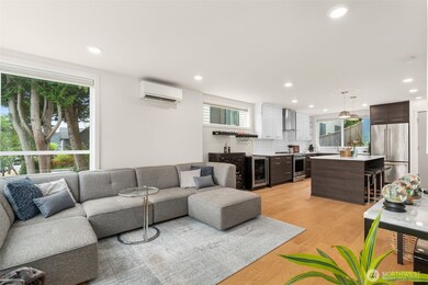 Living room and large kitchen on main floor.