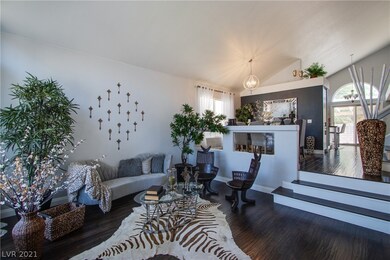 Down step into an open living room