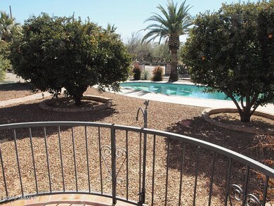 Balcony overlooking pool