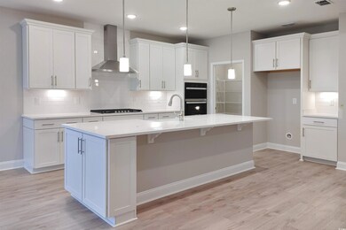 Kitchen featuring light wood-type flooring, tastef