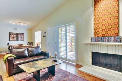 Living room and inviting fireplace.