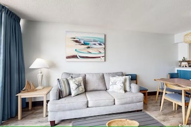 Living room featuring a textured ceiling and light