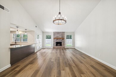 Kitchen opens to family room