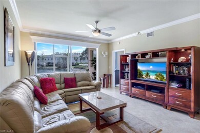 Living area with light tile patterned floors, orna