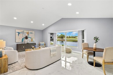 Living area with light marble finish flooring, rec