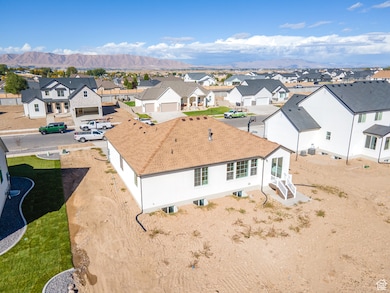 Aerial perspective of suburban area featuring mountains