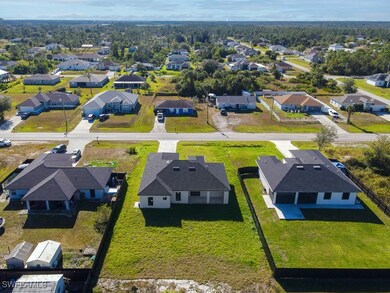 Aerial perspective of suburban area