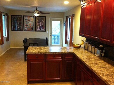 Kitchen open to dining room