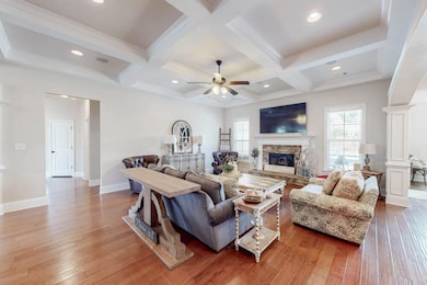 living room With Coffered Ceilings!