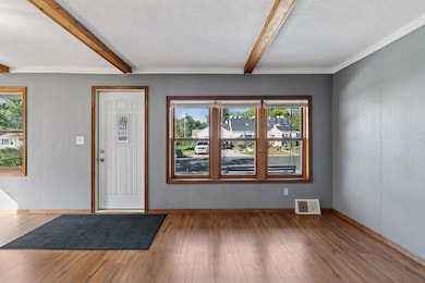 Living room with new floors.