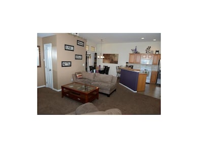 Living room and kitchen in an open floor plan.