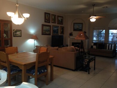 Living and Dining area with corner Fireplace