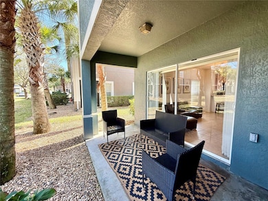 Cozy covered back patio.