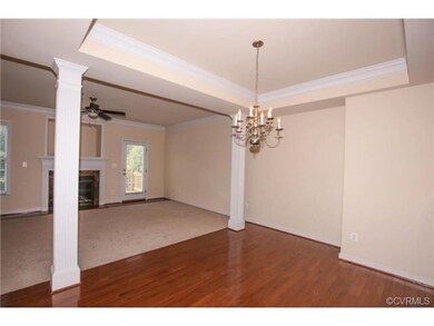 Chandalier and tray ceiling in Dining Room