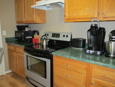 Kitchen with new stove.
