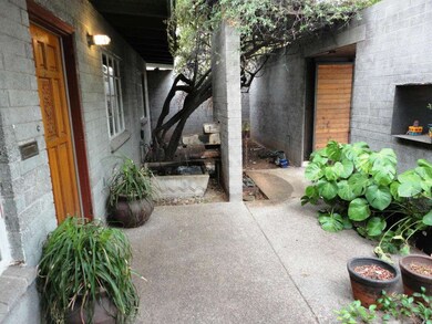 Serene entry courtyard